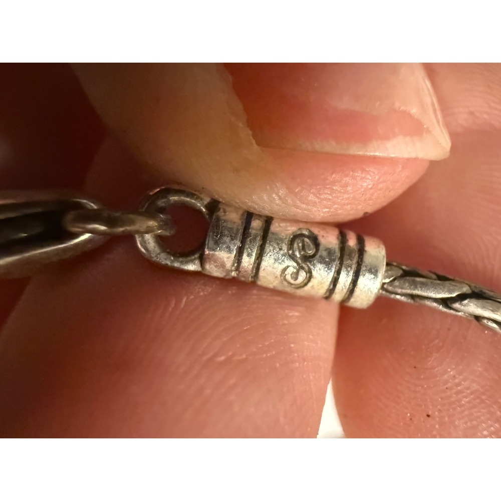 Brighton Silver Tone Wheat Chain Necklace Heart Clasp Slide Pendant Adjustable
